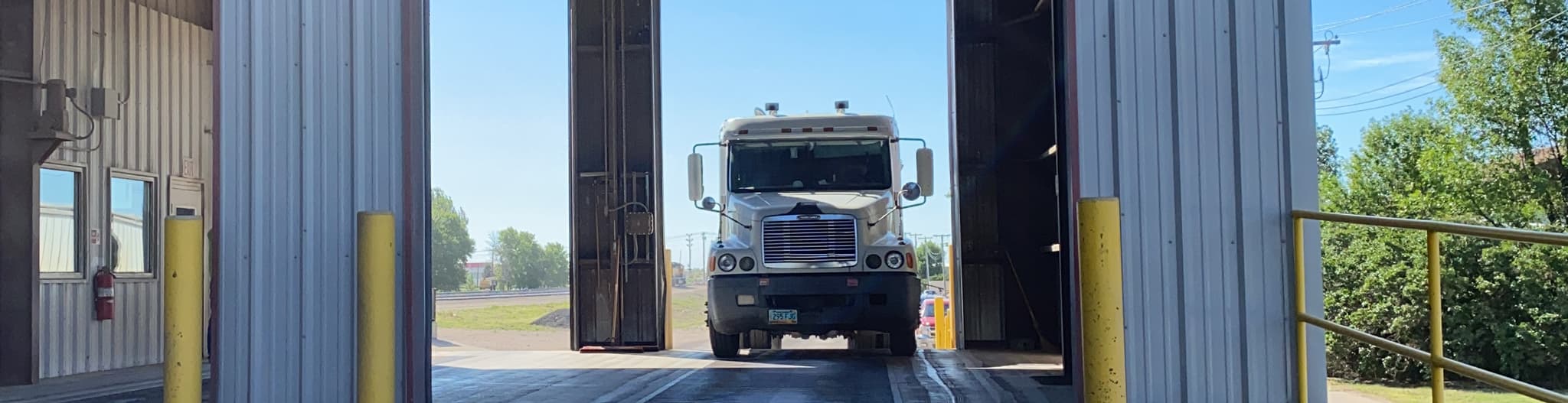 Semi putting into elevator